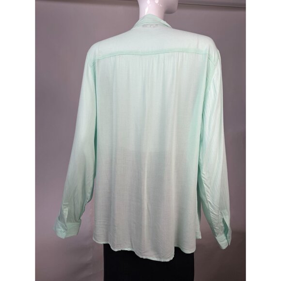 Old Navy Womens Mint Green Long Sleeve Button-Up Shirt Lightweight Rayon Size XL - Picture 15 of 16